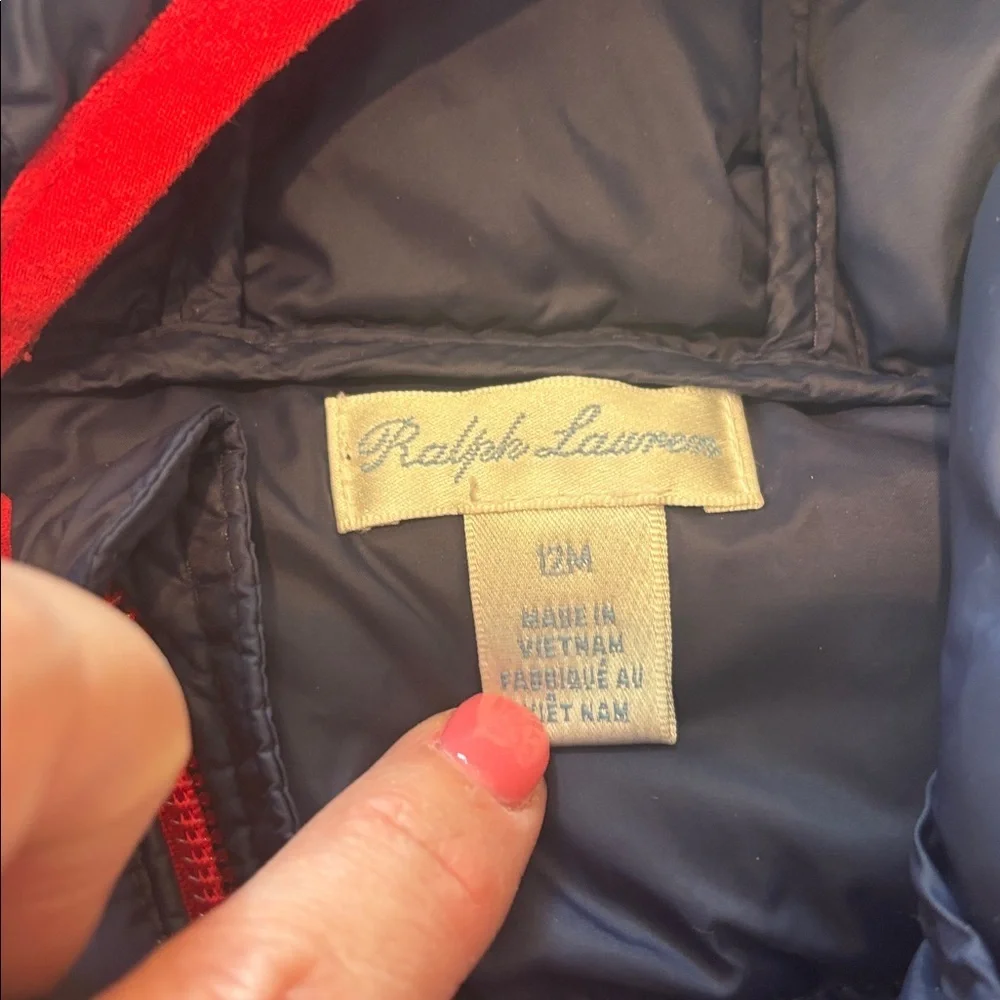 Ralph Lauren Polo Down Navy Hooded Puffer Jacket American Flag